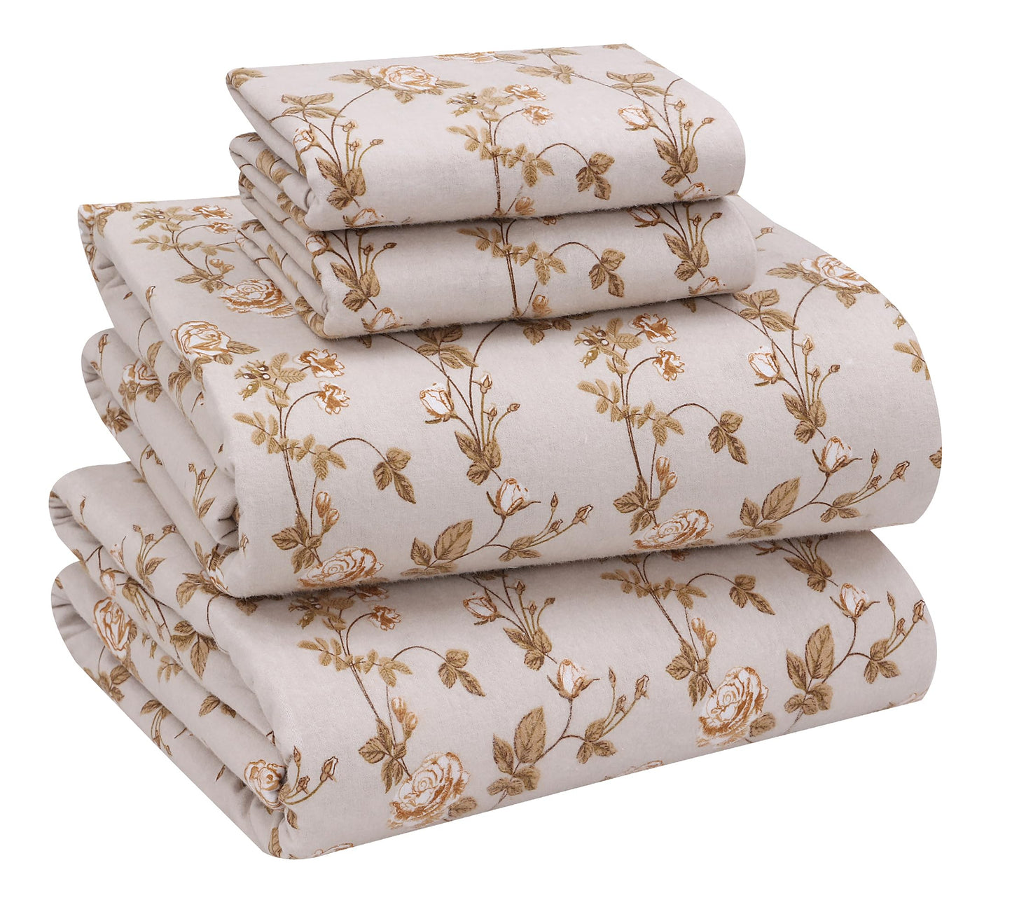 RUVANTI Flannel Sheets Queen Size - 100% Cotton Double Brushed Bed Sheets, Deep Pockets 16 Inches Queen Sheet Set, All Seasons Breathable & Extra Soft - Warm & Cozy, 4 Piece, Dazzale