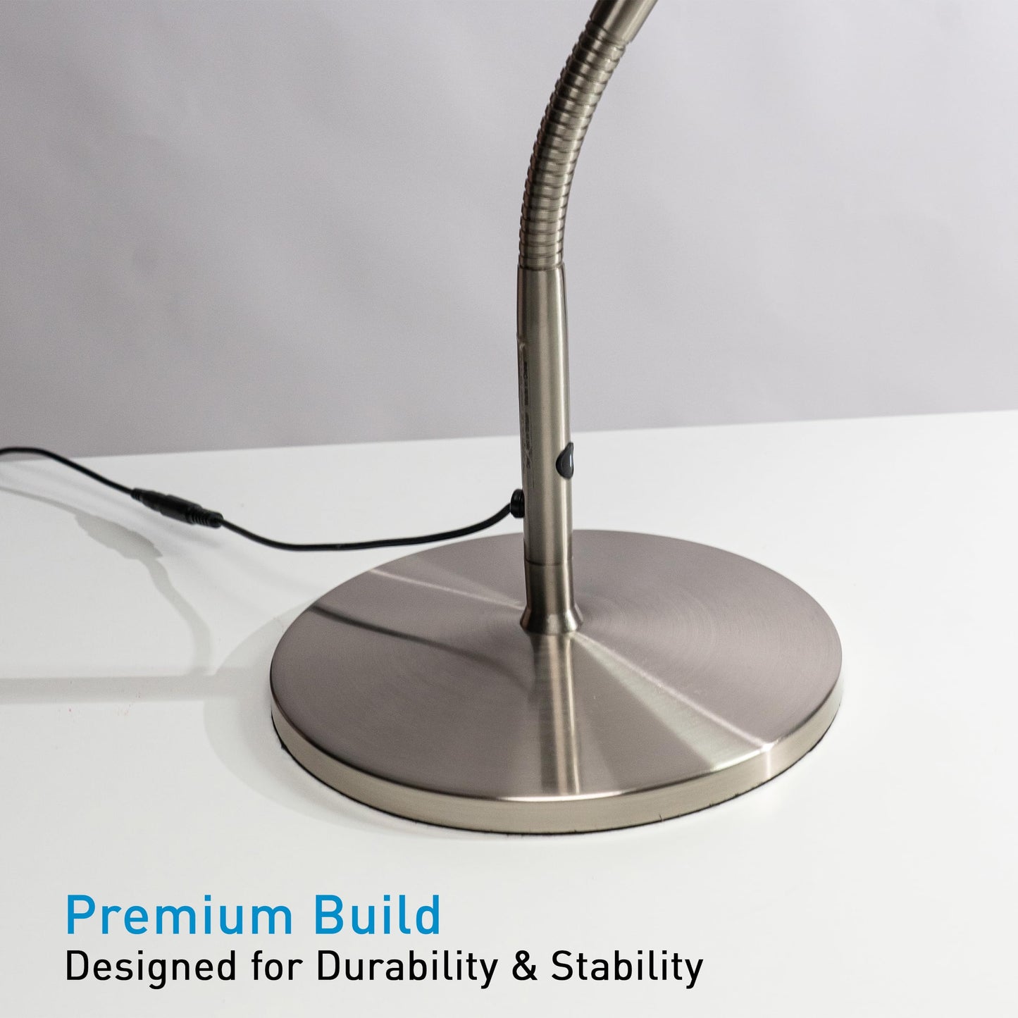 Desk Lamp Base for Slimline Models – Non-Slip Freestanding Stand - Compatible with D35108, D35107, D35106 – Brushed Steel Finish