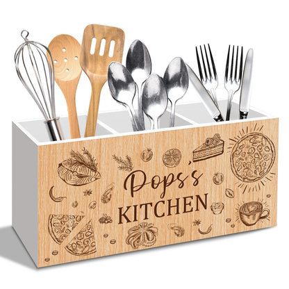 nvucamd Pops Gifts Kitchen Utensil Holder Counter Decor, Pops's Kitchen Countertop Organizer Accessories, Grandfather Cooking Utensil Holder for Counter Fathers Day Birthday Gifts