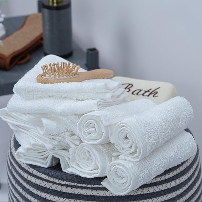 Tens Towels Pack of 24 Washcloths, 12 x 12 Inches, Lighter Weight, Quick to Dry