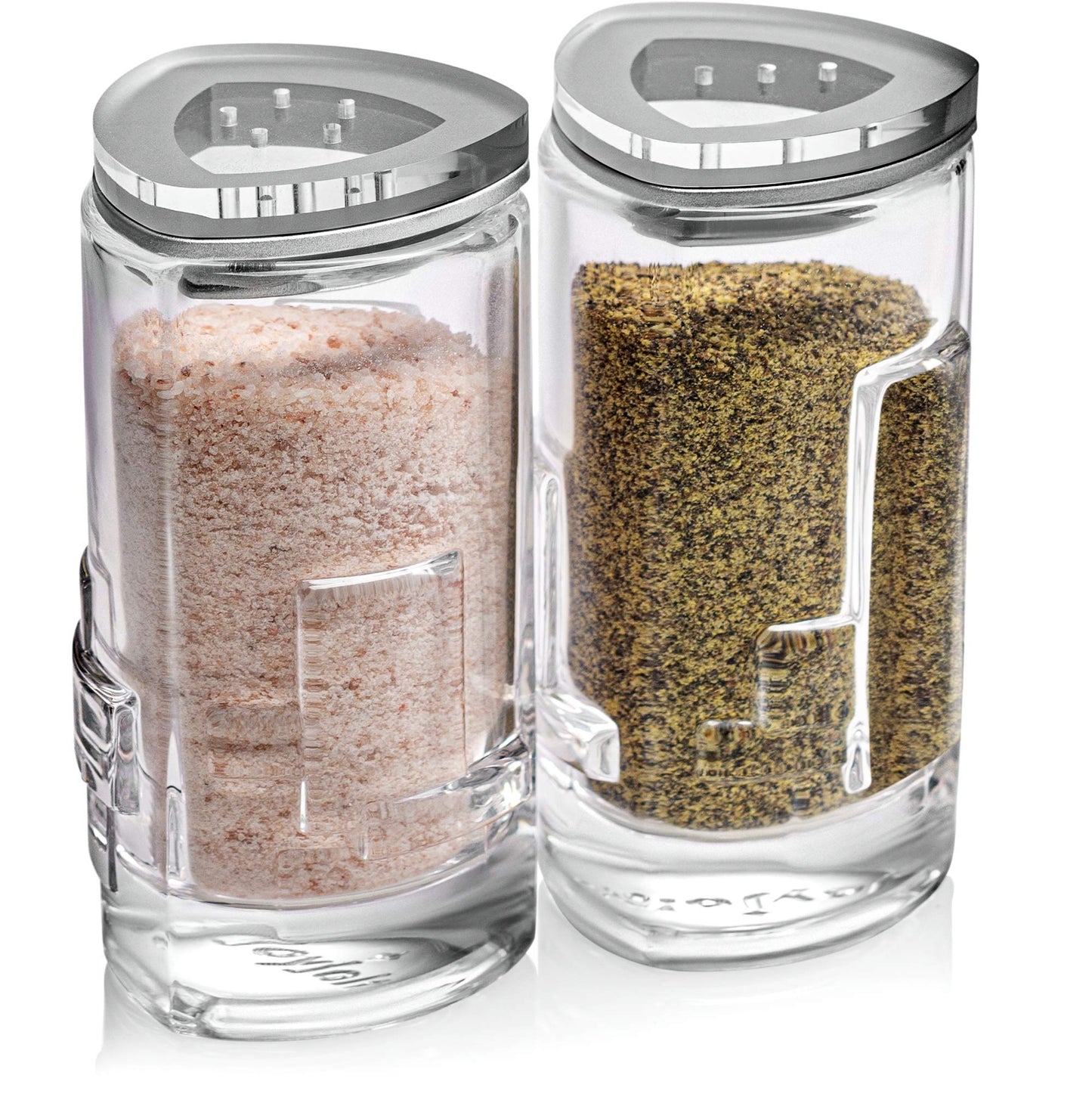 Salt Pepper Shakers by JoyJolt - 2Oz Salt and Pepper Set of 2 - Premium Quality Durable Glass - Elegant Triangle Design - Non-BPA and Dishwasher Safe - Ideal for Home Use, Restaurant, Hotel