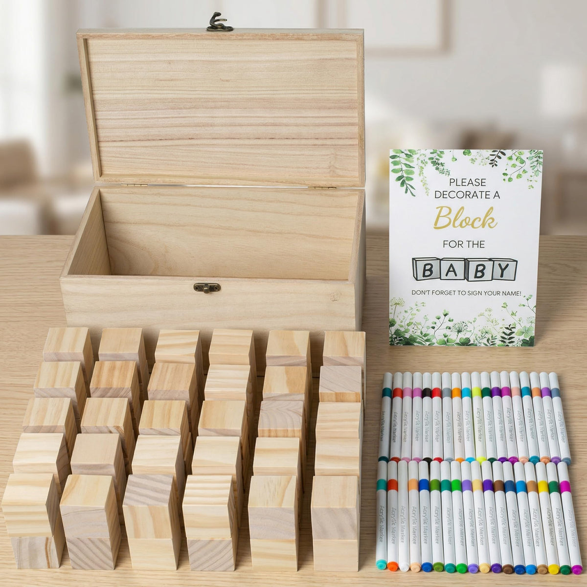 98 Pcs Baby Shower Games Sign Kit, Wooden Blocks to Decorate