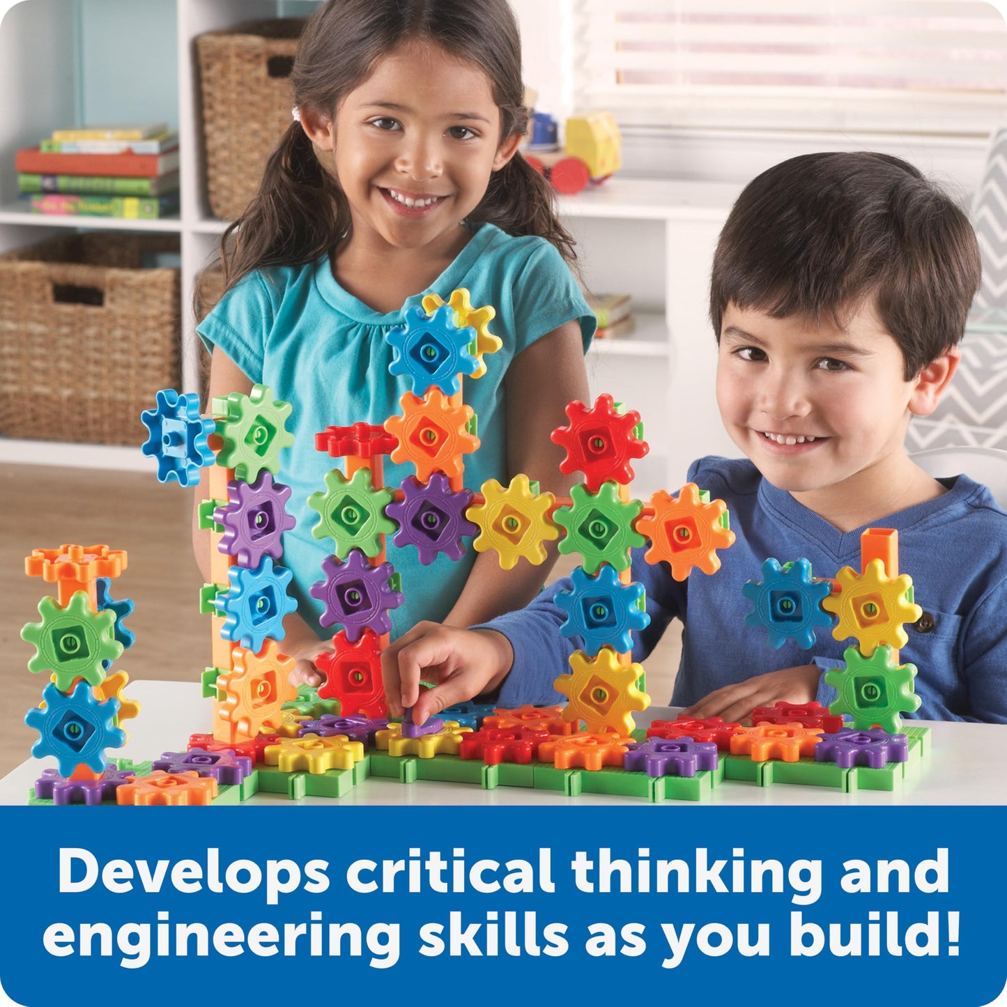 Learning Resources Gears Gears Gears, Deluxe Beginners Building Set, 100 Pieces, STEM Construction Toy for Kids, Building Toy, Develops Fine Motor Skills, Gifts for Boys & Girls Aged 3 4 5