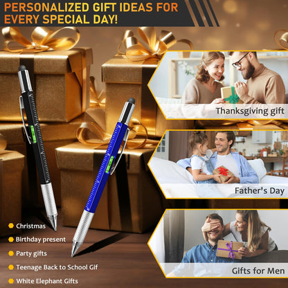 NICEMOVIC Fathers Day Dad Bulk Gifts for Men Multitool Tool Pen Gift 36 Pcs 6-in-1 Party Favor Father's Christmas White Elephant Gifts for Adults Level Gauge Ballpoint Pen Stylus Pen Screwdriver