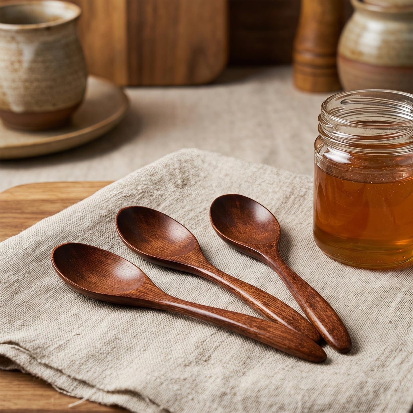 TOYANDONA 10Pcs Wooden Spoon Set Small Coffee Wood Spoons for Sugar Salt Spice Jars Reusable Serving Spoons Wood Compact 5.70In Kitchen Utensils