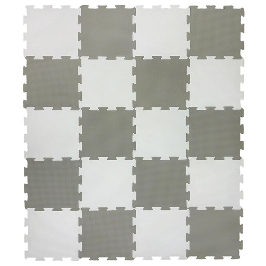 20Pc 10mm Thicknes Grey White Kids Playmat Floor Matting Foam Garden Fitness Nursery Mat