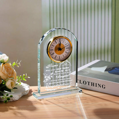 Qianwei House Warming Gifts New Home - Crystal Clock Gifts for Home Decor - Best Unique Housewarming Decor Ideas for New House Homeowner Men Friend Family