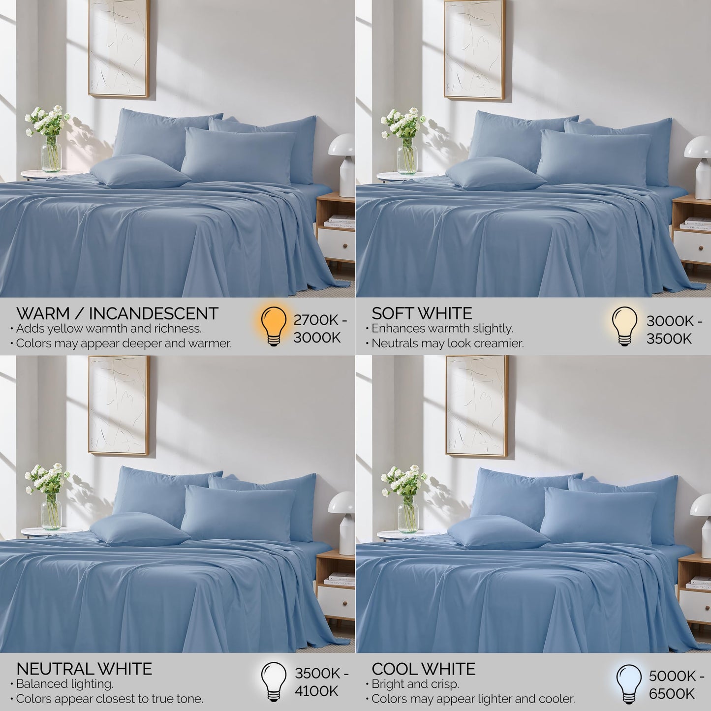Southshore Fine Living, Inc. 6 Piece, 21 Inch King Size Sheets Set Deep Pockets - Wrinkle Resistant Bedding, Extra Deep Pocket King Sheet Set 78"x80" Hotel Style Breathable Microfiber - Coronet Blue