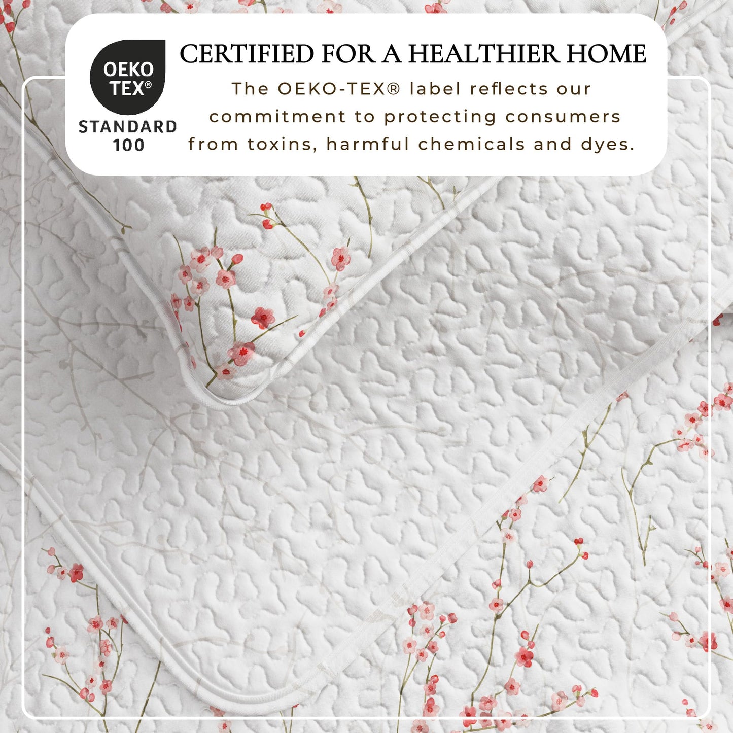 Great Bay Home Floral Quilt Set - 3-Piece King/California King Size Spring Bedding Set - Lightweight, All-Season, Reversible Bedspread (Cherry Blossom).
