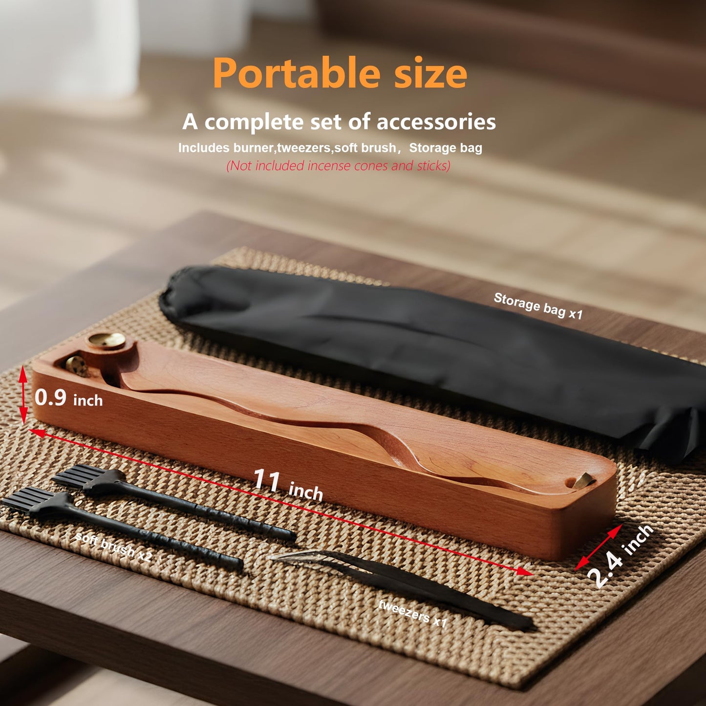 Zeckzoin 2 in 1 Wooden Incense Holder Sticks with Backflow Incense Cone Burner,Multi-Hole Fits All Thicknesses Sticks,for Meditation Yoga Home Gift