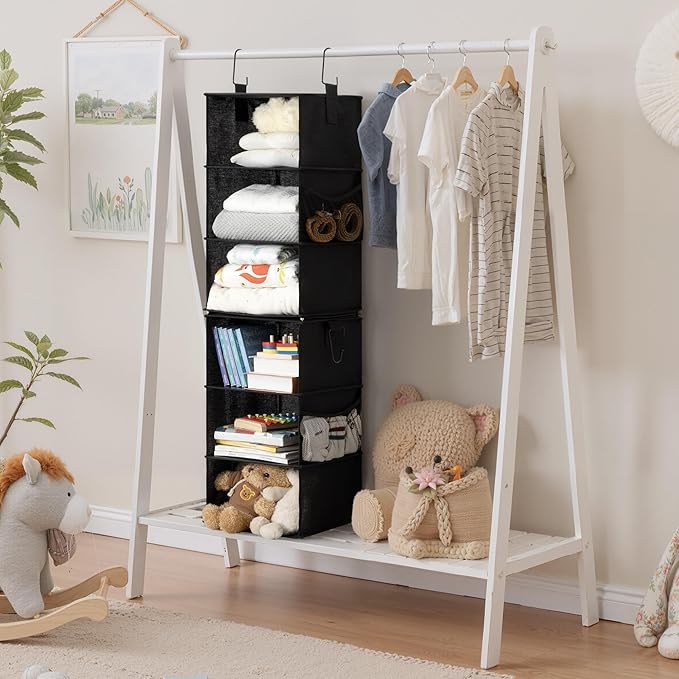 StorageWorks Hanging Closet Organizer 6-Shelf, Separable Two 3 Shelf Closet