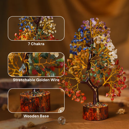 7 Chakra Tree of Life - Crystal Tree for Positive Energy - Healing Crystals and Stones - Birthday Gifts for Women, Home Office Decor -10-12"