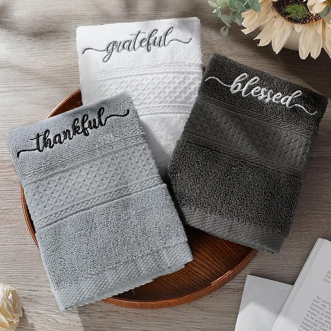 Peryiter 3 Pcs Farmhouse Bathroom Decor Hand Towels 14x29 Inch Cotton Bath