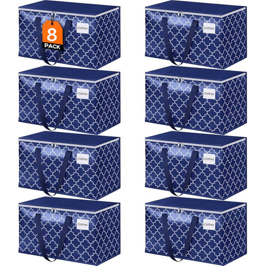 Fabspace Moving Bags, Extra Large Moving Supplies, Heavy Duty Storage Bags, Packing Bags with Reinforced Zippers & Handles, Collapsible Packing Boxes, Storage Totes for Moving, Packing, 88L, 8 Packs