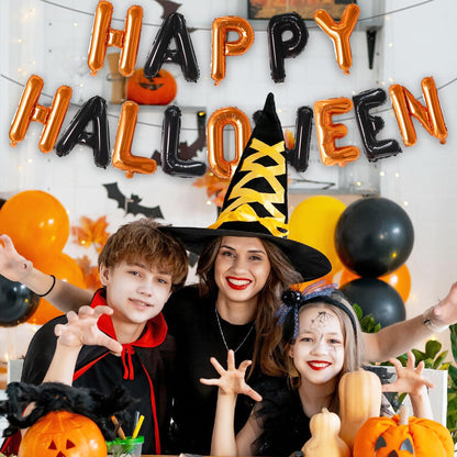 Tellpet Happy Halloween Balloons Banner, Halloween Party Decorations for Home Yard Decor Backdrop Sign, Orange and Black