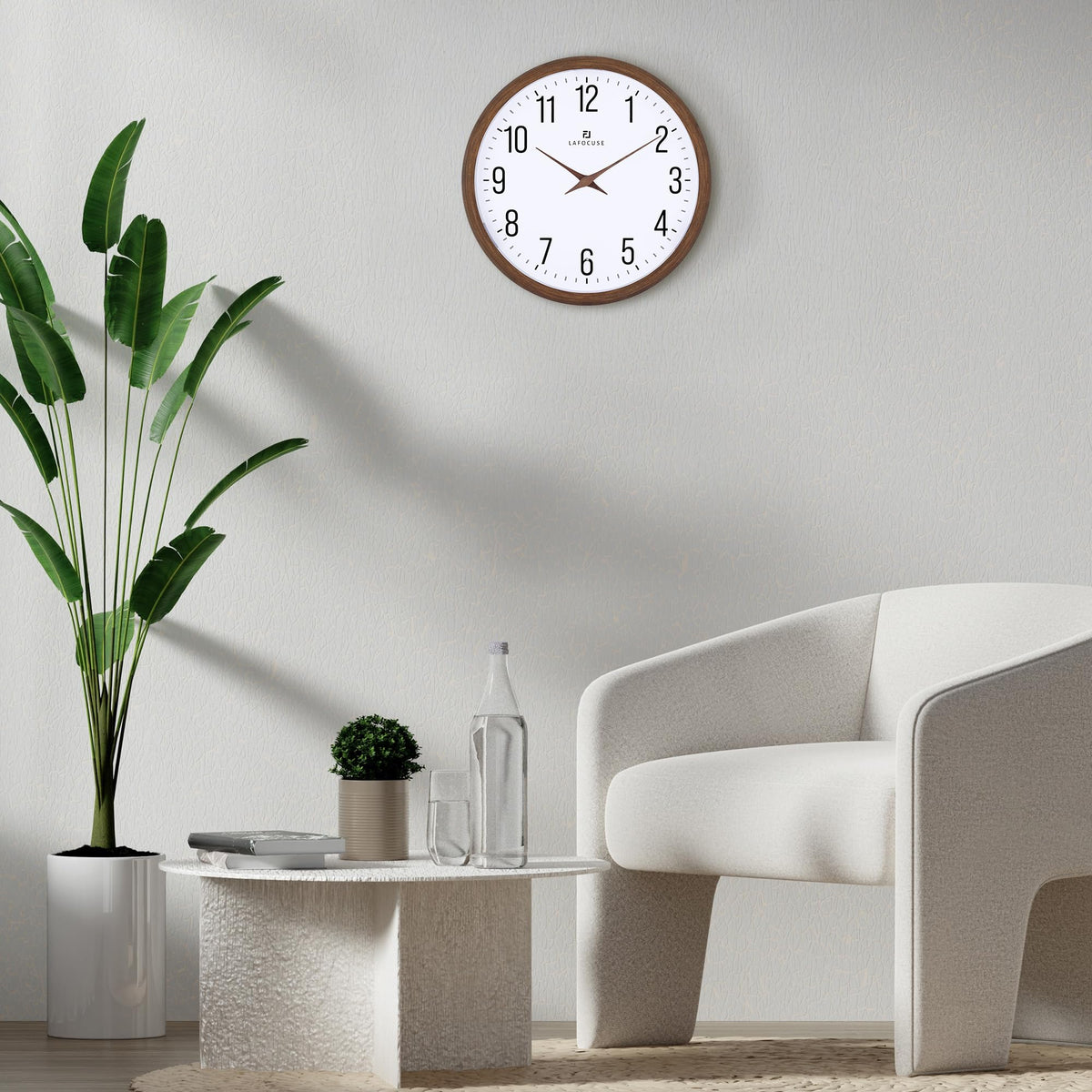 Lafocuse 12 Inch Brown Night Light Wall Clock Battery Operated, Silent Light up Wall Clocks Glow in the Dark for Bedroom Living Room Office