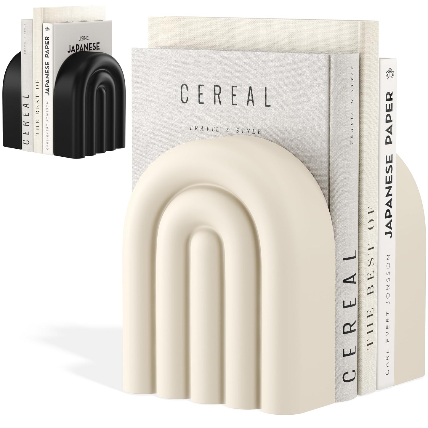 KIVY Concrete Book Ends for Shelves [Heavy Duty BOOKENDS] - Bookends Decorative for Heavy Books - Modern Trendy Book Ends - Book Stopper for Shelves - Book Holders