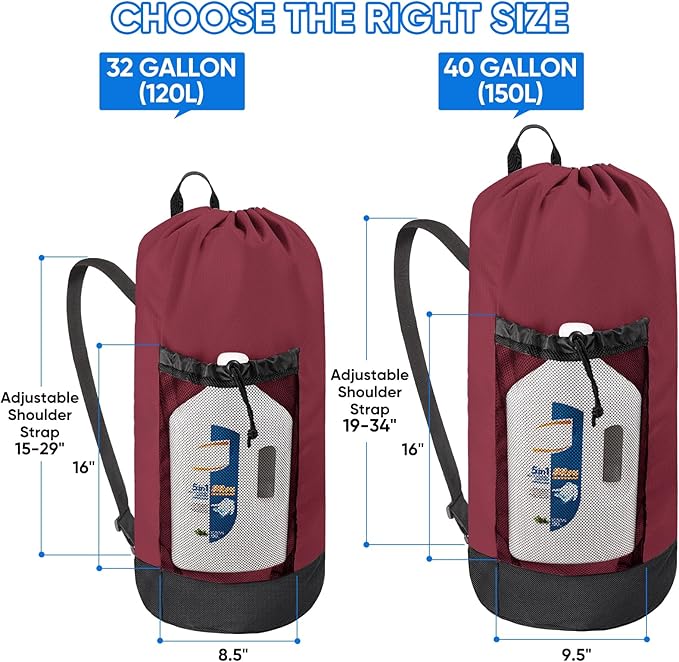 BALEINE 150L Laundry Bag Backpack, 900D Oxford Fabric Large Travel Laundry Bags