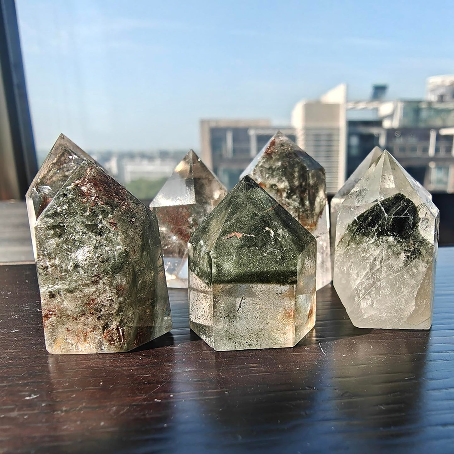jdflying 1PC Ghost Crystal Tower Healing Crystal Wand Phantom Quartz Point Garden Quartz Obelisk with Lodalite Natural Stone for Reiki Healing Spiritual Meditation Home Decor Crystal Collection