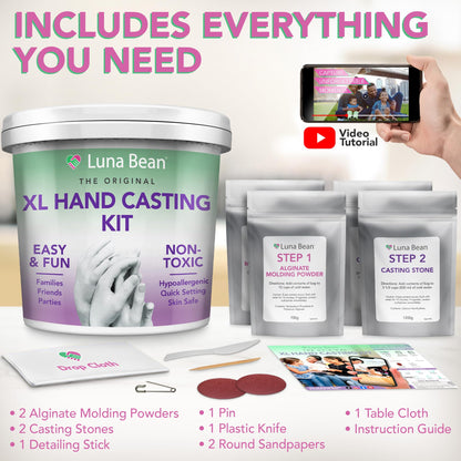 Luna Bean Hand Casting Kit – The Original Hand Mold Kit for Couples – Valentines Day Gifts for Her and Him - Anniversary Engagement Gifts for Women Men Mom Wife Boyfriend Girlfriend Wedding Bridal