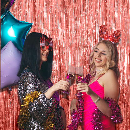 2 Pack Pink Backdrop Party Decorations Tinsel Curtain Party Backdrop Foil Fringe Birthday Decorations Photo Booth Streamer Backdrop Pink Theme Bachelorette Graduation Decor