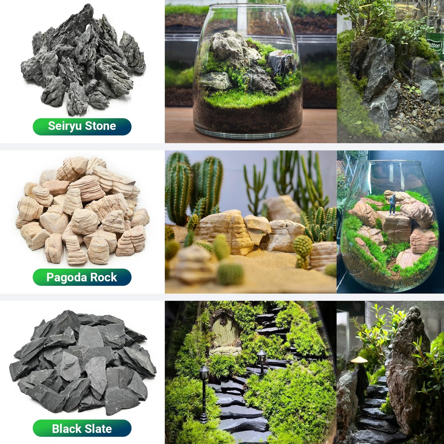 KINGRUI Natural Rocks Dragon Stone 1-2.5 Inches Decorative Rocks for Miniature Terrariums,Fairy Gardens,Bonsai,DIY Crafts, Aquariums Dioramas & Wargaming-1lb