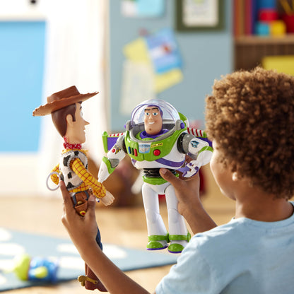 Disney Store Official Buzz Lightyear Interactive Talking Action Figure, Pixar's Toy Story, 36cm/14”, Space Ranger Toy Featuring 15+ English Phrases, Interacts with Other Characters, Ages 3+