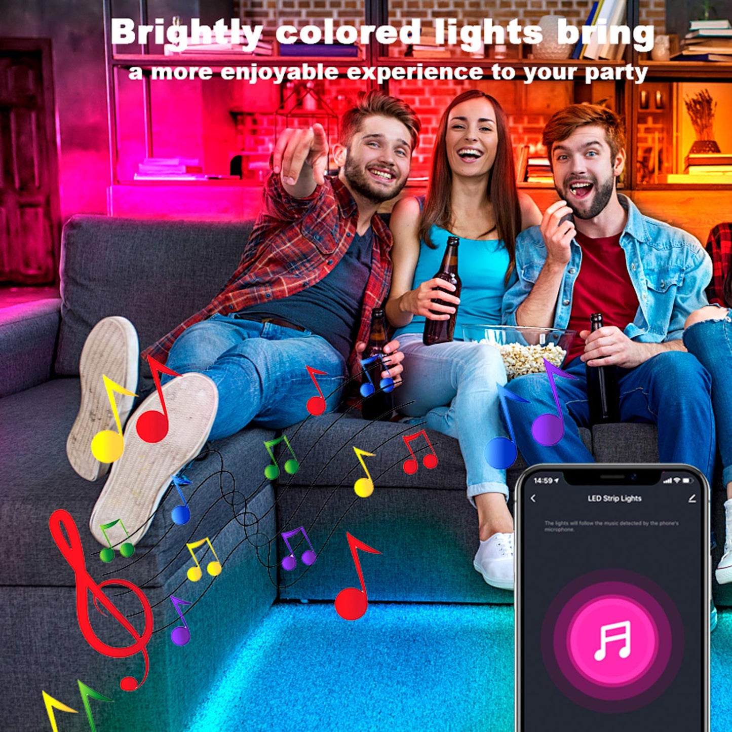 dalattin Smart WiFi Led Lights 130ft, Work with Alexa Google Assistant, APP Voice Remote Control Led Strip Lights RGB Color Changing Music Sync Led Lights for Bedroom Valentine (2 Rolls of 65.6ft)