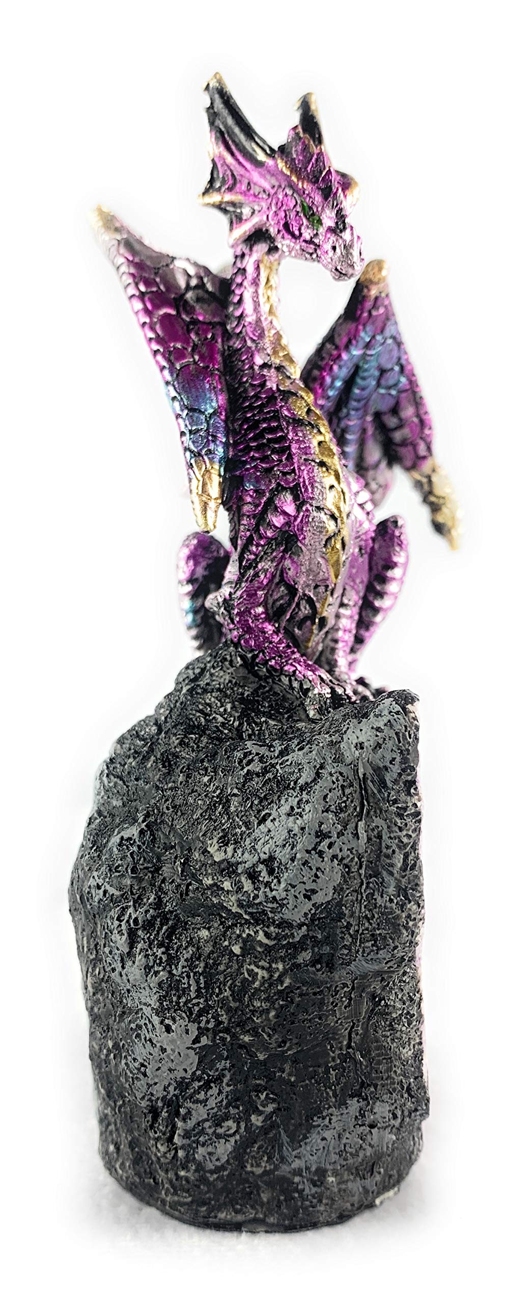 Ain’t It Nice Dragon Statue Rock Faux Geode Cavern Sparkling Medieval Collectible Fantasy Dragon Figurine Décor, Purple 3.5(L) X 2.5(W) X 5.5(H) inches