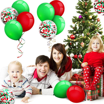 80 Piece 12 Inch Confetti Latex Balloons Event Party Supplies St Patrick's Day 4th July Labor Day Mardi Gras Wedding Birthday Baby Shower Balloons (Christmas Red, Christmas Green)