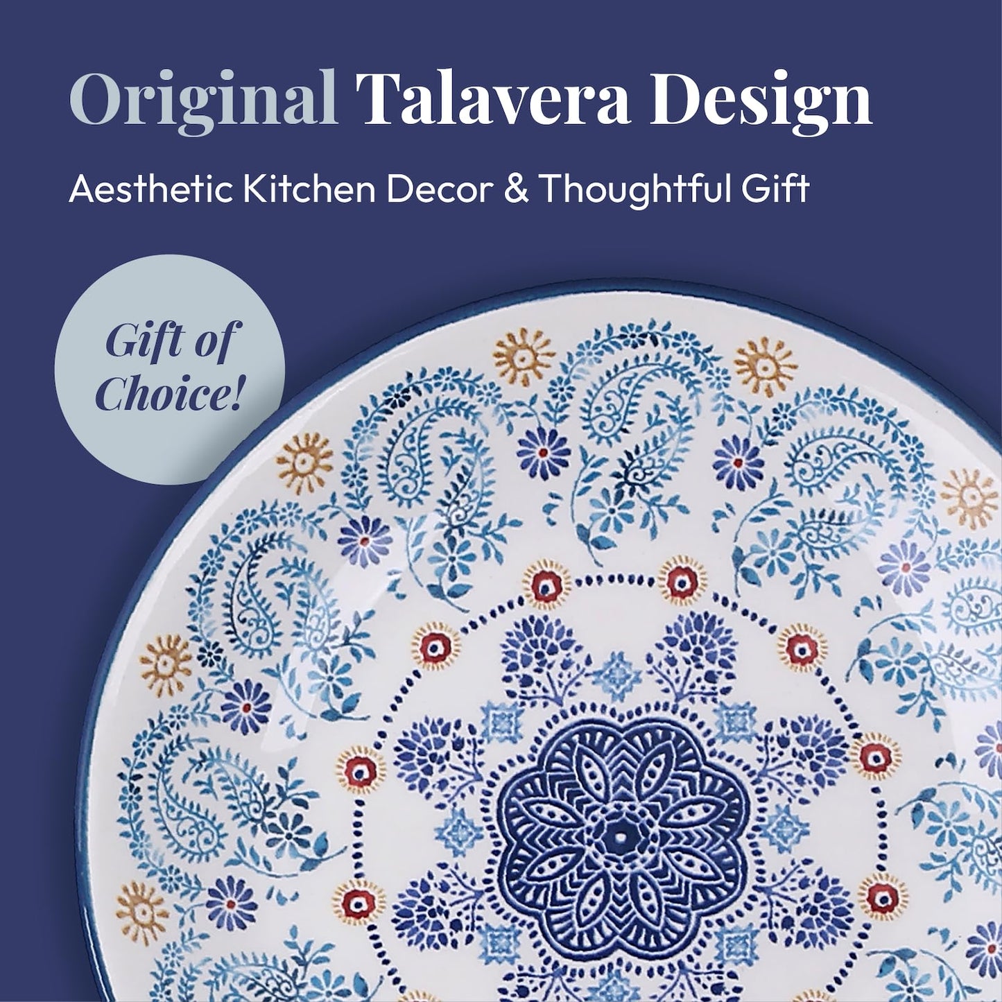 Bico Blue Talavera Spoon Rest for Stove Top, Ceramic Spoon Holder for Kitchen Counter, Easy to Clean Coffee Spoon Rest Dishwasher Safe, Kitchen Cooking Utensil Rest for Ladles Spatula