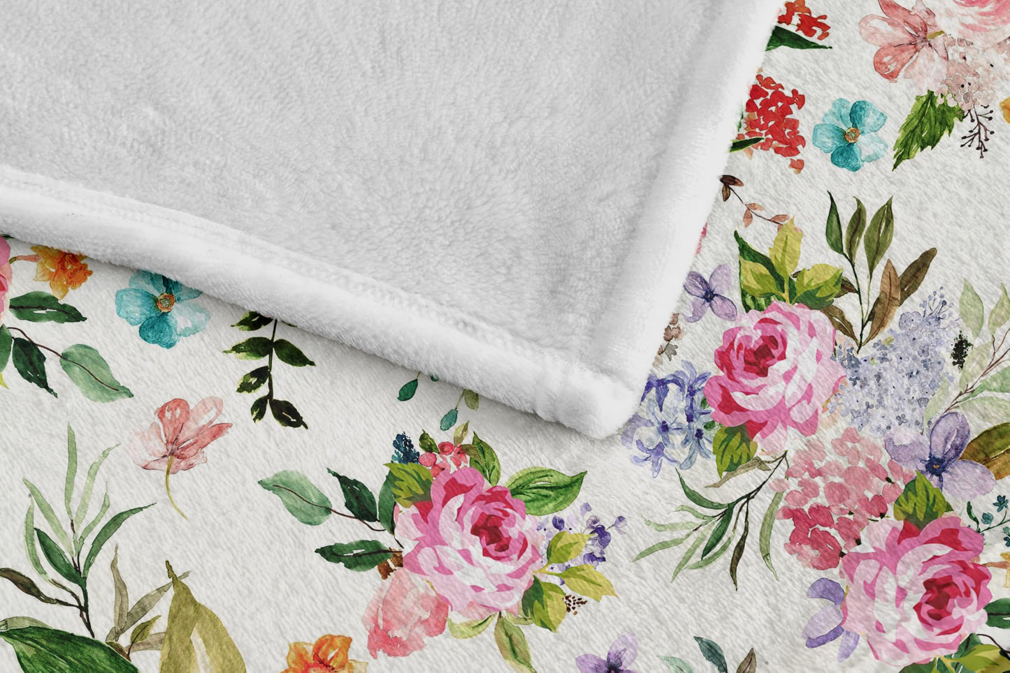 Jeyfull Floral Flannel Fleece Throw Blanket 50x60 Inches - Soft Plush Watercolor Flowers Print Blanket for Couch Bed Camping - Warm Lightweight Gifts for Women