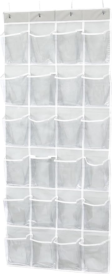 Simple Houseware 24 Pockets Large Clear Pockets Over The Door Hanging Shoe