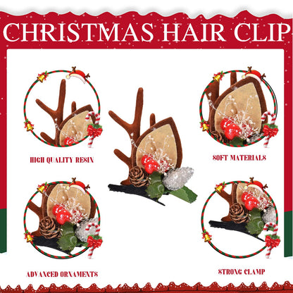 LATEEFAH Christmas Deer Reindeer Antlers Headband Cute Deer Ears Reindeer Hair Clips Beauty Headdresses Pine Cone Hair Accessories for Women