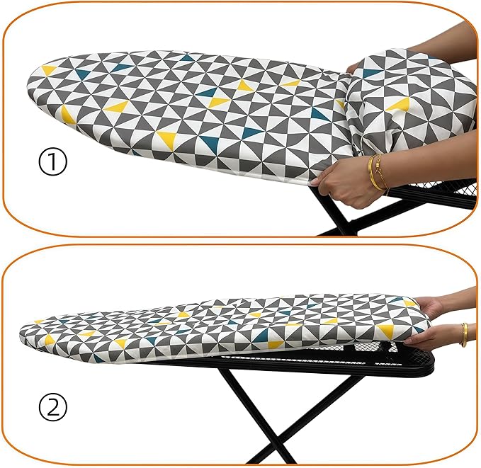 Ironing Board Cover and Pad, Sewn-in Thick Feltpads, Elastic Edge, Fits