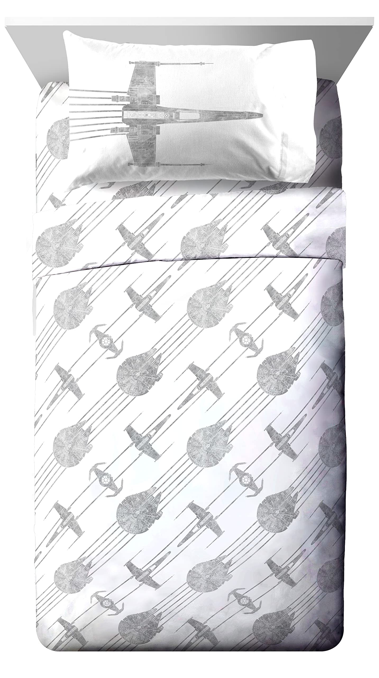 Jay Franco Star Wars Falcon Schematics 5 Piece Twin Size Bed Set - Includes Comforter & Sheet Set - Super Soft Kids Bedding Fade Resistant Microfiber