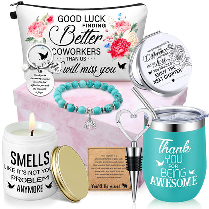 Perthlin 11 Pcs Farewell Gifts for Coworkers Women New Beginning Going Away Goodbye Gift Basket for Female Lady Boss Leaving(New Job,Blue)