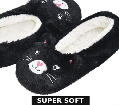 Panda Bros Slipper Socks With Non-Slip Grippers, Cute Fuzzy Warm Cat Animal House Slippers