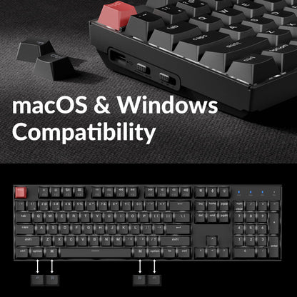Keychron K10 Full Size 104 Keys Bluetooth Wireless Mechanical Gaming Keyboard for Mac Windows K Pro Brown Switch, Multitasking/White LED Backlight/USB C Wired Computer Keyboard