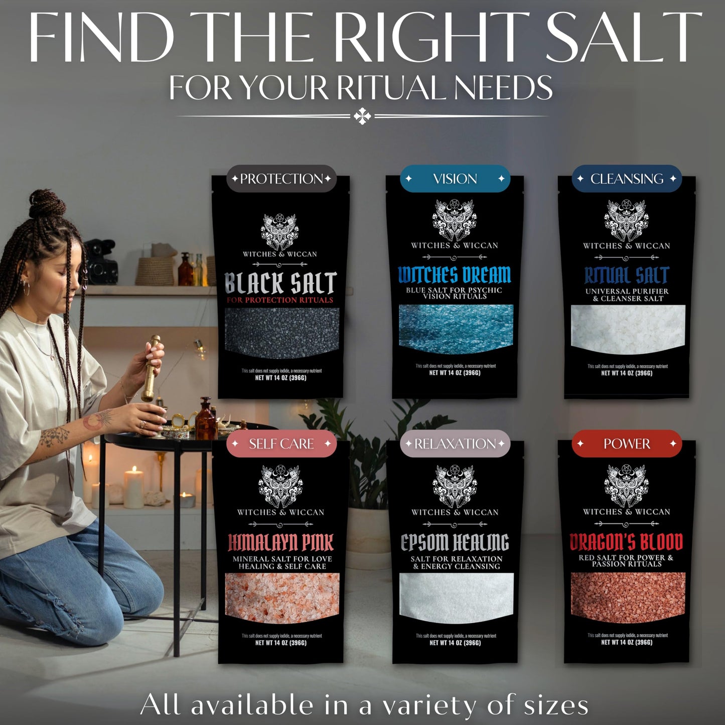 Pink Himalayan Salt for Love, Self-care, and Healing Rituals – Himalayan Pink Salt Ideal for Baths, Spells, and Circle Casting – 5 Oz Bag, Witches & Wiccan