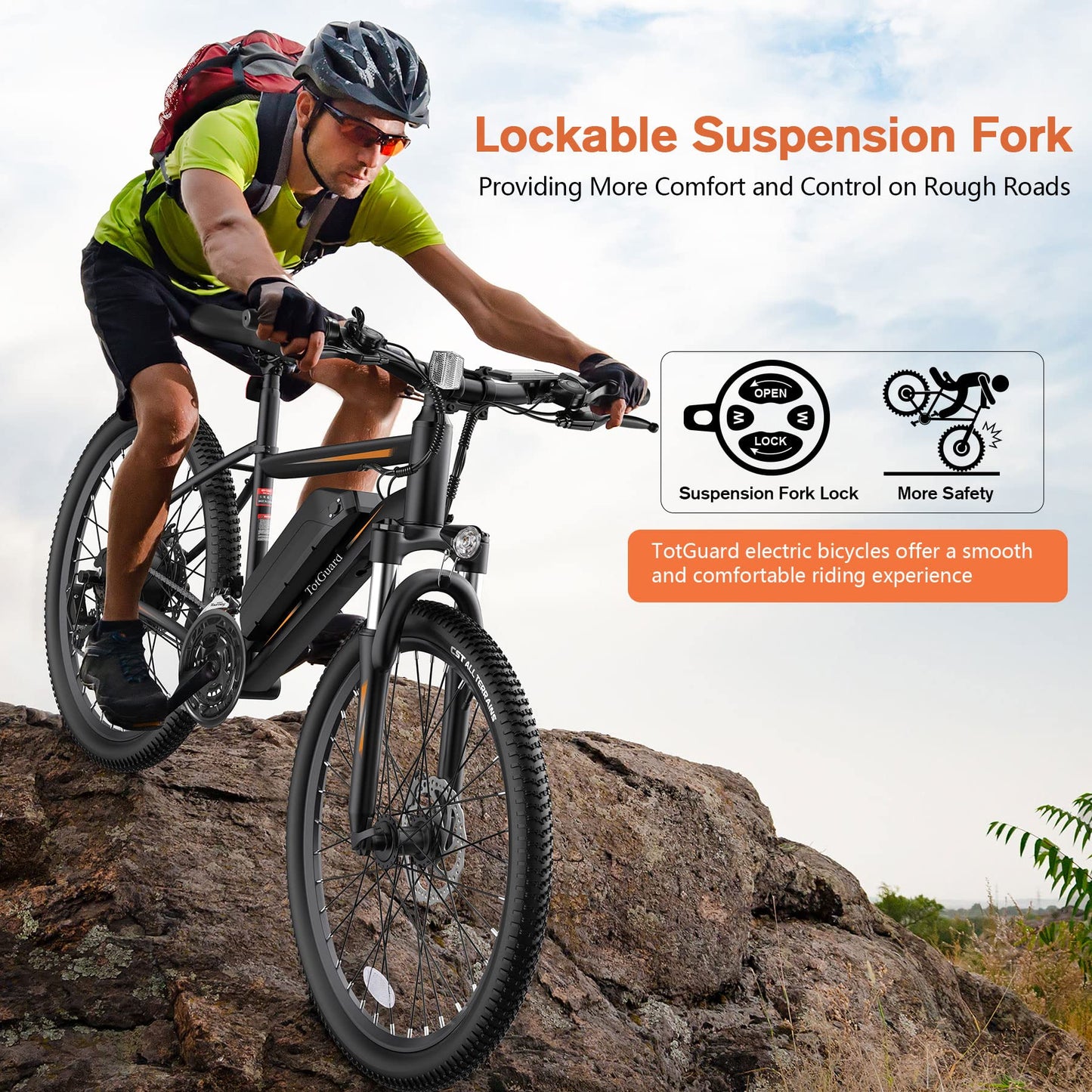 TotGuard Electric Bike for Adults, 27.5" Electric Bike 500W Ebike 19.8MPH Adult Electric Bicycles Electric Mountain Bike,48V 499WH Removable Lithium Battery,21-Speed Gears,Lockable Suspension Fork