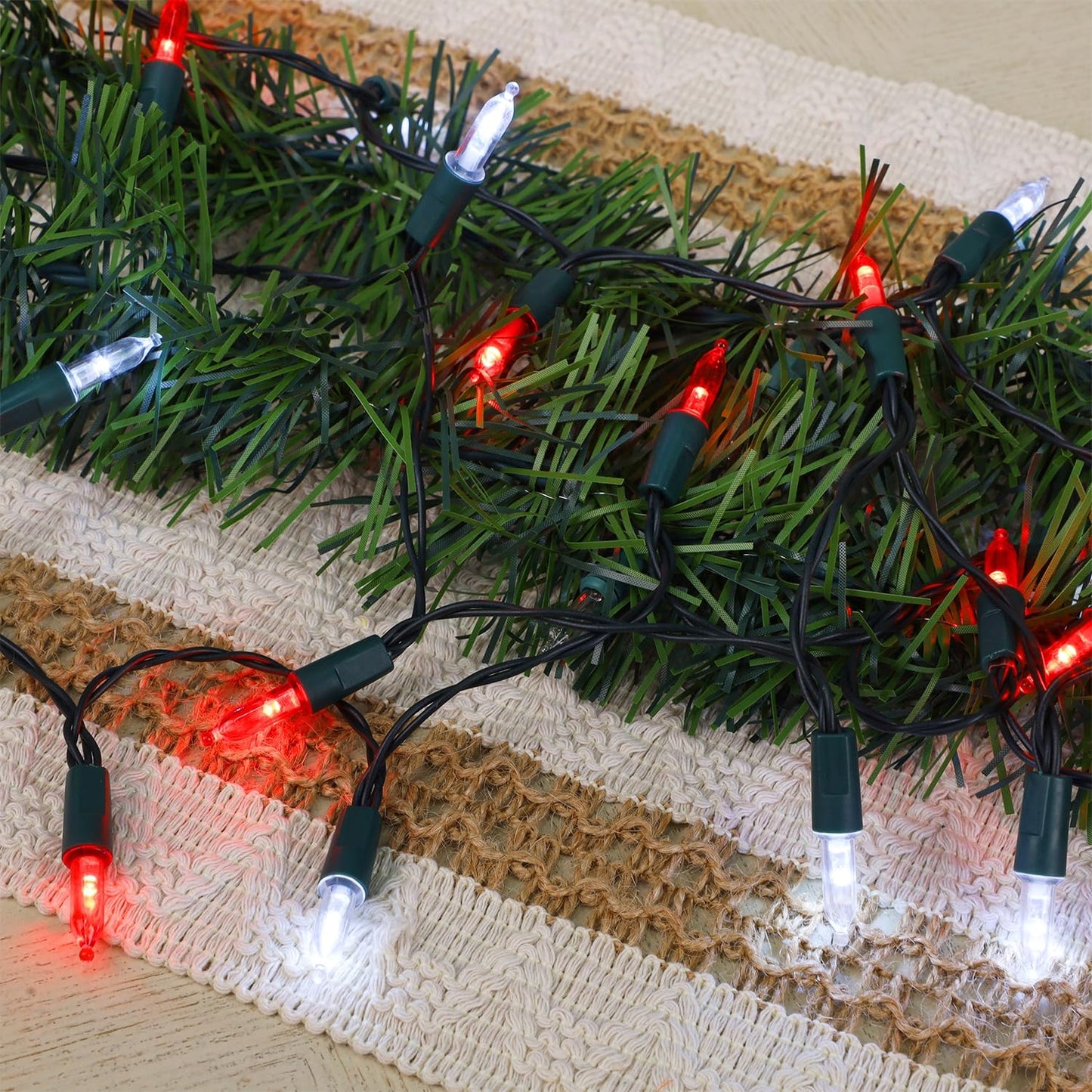 WATERGLIDE 2 Pack 50 LED Outdoor Valentines Lights, 16FT Battery Operated Mini String Lights with 8 Modes & Timer, Christmas Tree Lights Waterproof for Patio Garden Party Holiday Decor, Red & White