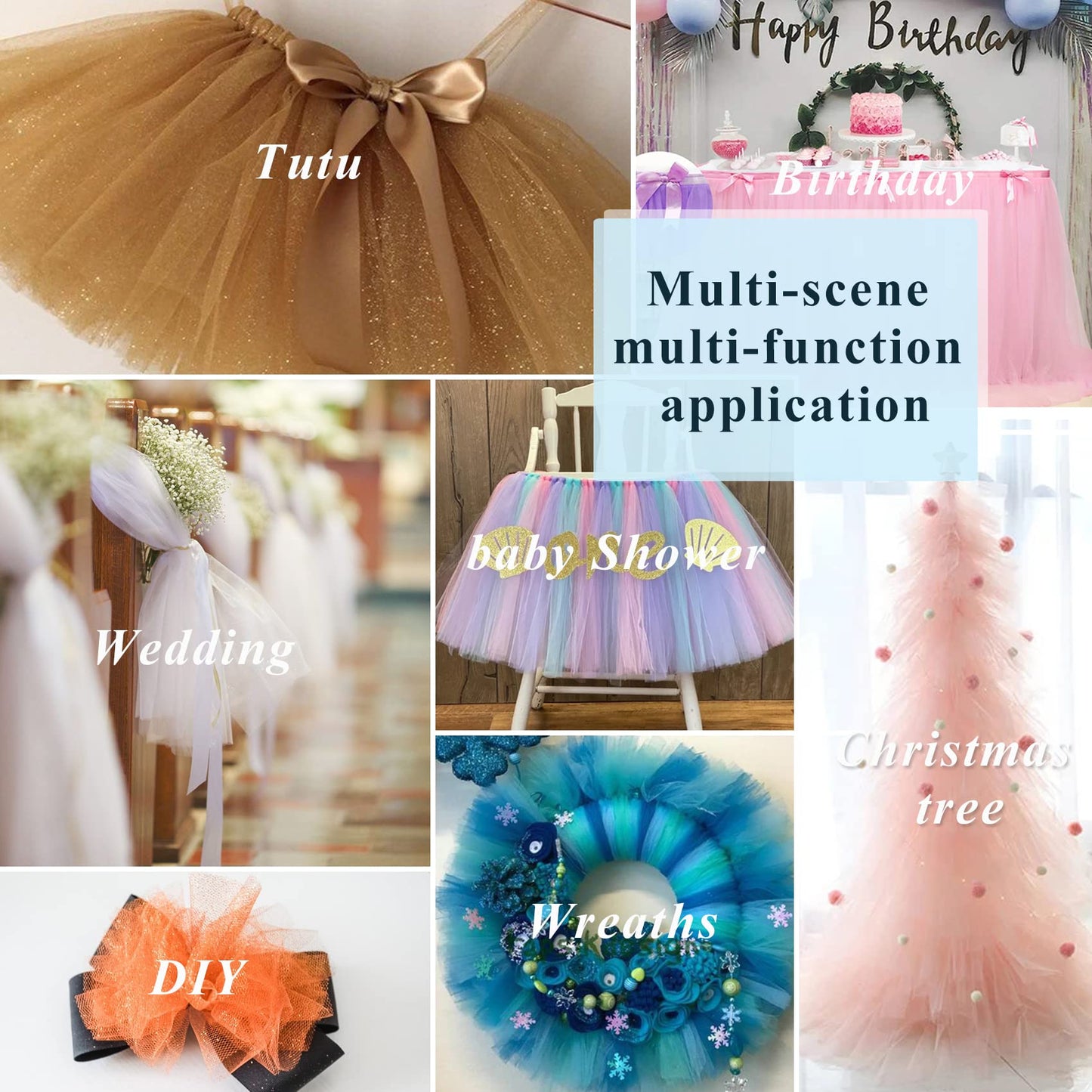 Glitter Tulle Rolls 6 Inch by 50 Yards Sparkling Tulle Fabric Sequin Ribbon Spool with Bow for Christmas Gift Wrapping DIY Tutu Table Skirt Halloween Decorations (Antique Gold)