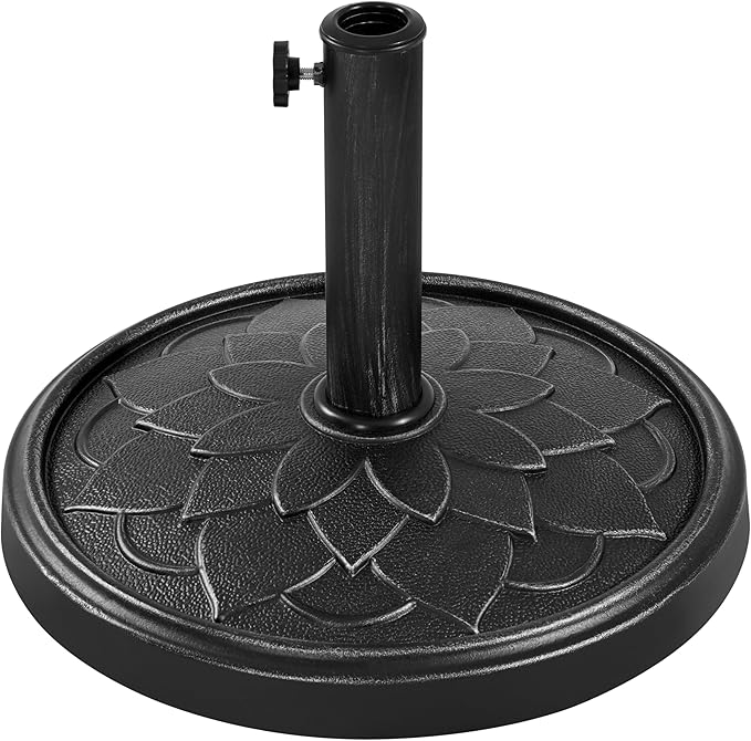 Yaheetech 18'' Umbrella Base 26.5lbs Heavy Duty Patio Umbrella Stand, Round Umbrella Base Stand, Resin Umbrella Holder for Outdoor, Garden, Yard, Black