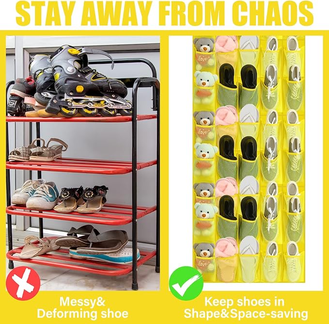 Windyun 40 Over the Door Shoe Organizer Large Mesh Pocket Hanging Shoe Rack