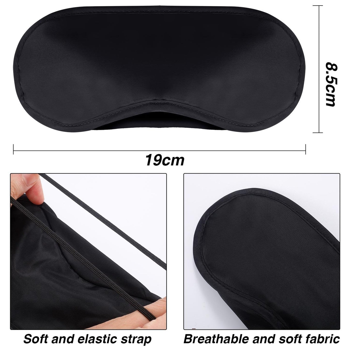 (Black) - Hicarer 30 Pieces Eye Mask Polyester Fabric Shade Cover Blindfold with Nose Pad and Adjustable Strap for Travel Sleep Or Party Game (Black)