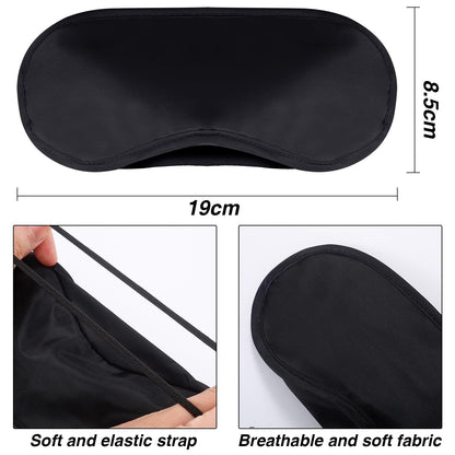 (Black) - Hicarer 30 Pieces Eye Mask Polyester Fabric Shade Cover Blindfold with Nose Pad and Adjustable Strap for Travel Sleep Or Party Game (Black)