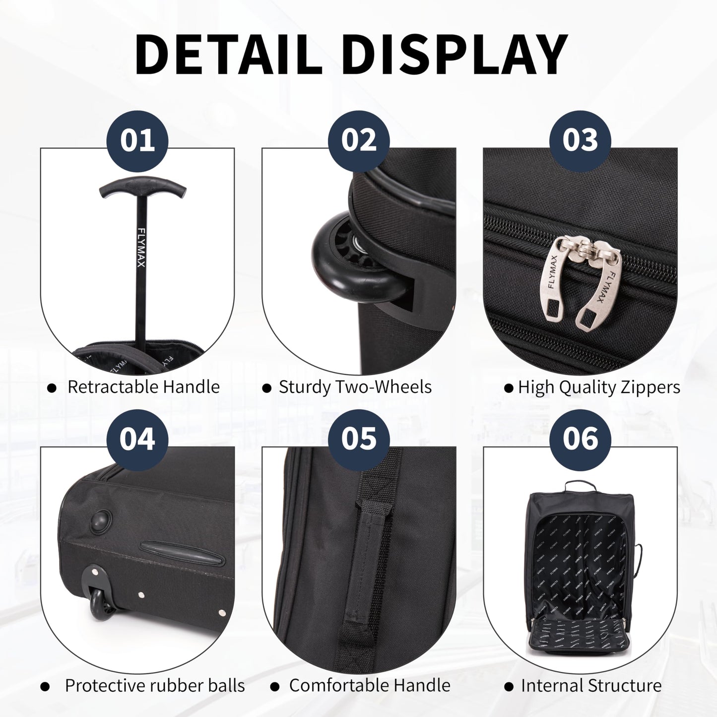 56x45x25 Easyjet Cabin Bag Hand Luggage Approved Cabin Case Lightweight Suitcase Also Approved for BA Jet 2 1.5kg 57L Black