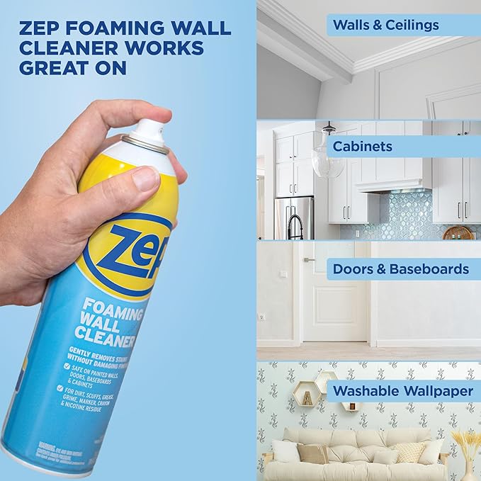Zep Foaming Wall Cleaner - 18 oz ZUFWC18 - Removes Stains Without Damaging