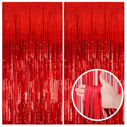 2 Pack Pink Backdrop Party Decorations Tinsel Curtain Party Backdrop Foil Fringe Birthday Decorations Photo Booth Streamer Backdrop Pink Theme Bachelorette Graduation Decor